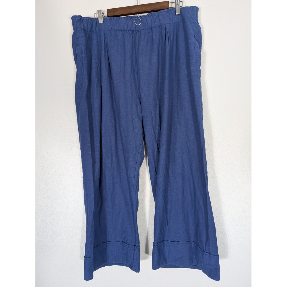 Iridium 1X Lot of 2 Cotton Wide Leg Crop Pants Elastic Waist Beach Coastal